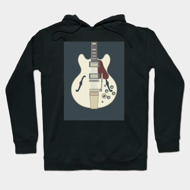 White Vintage Hollow Body Guitar Hoodie by milhad